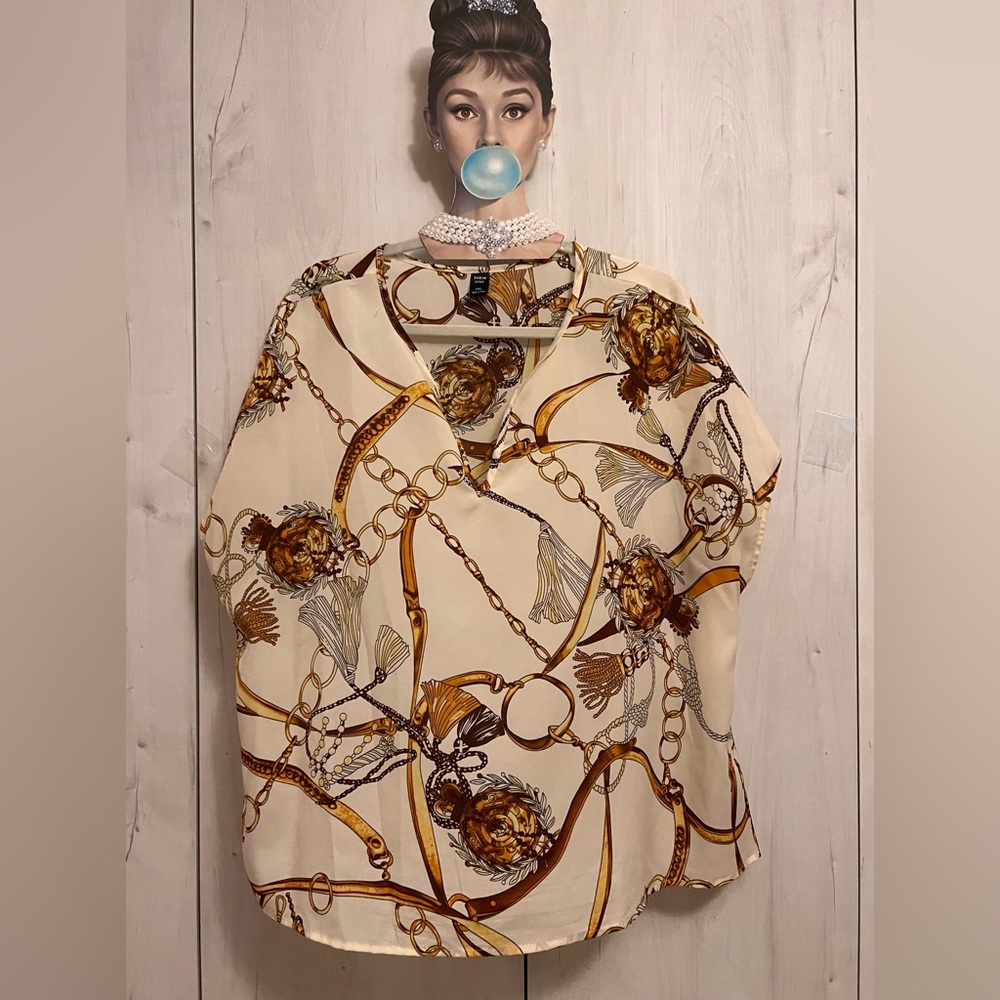 Equestrian print polyester top